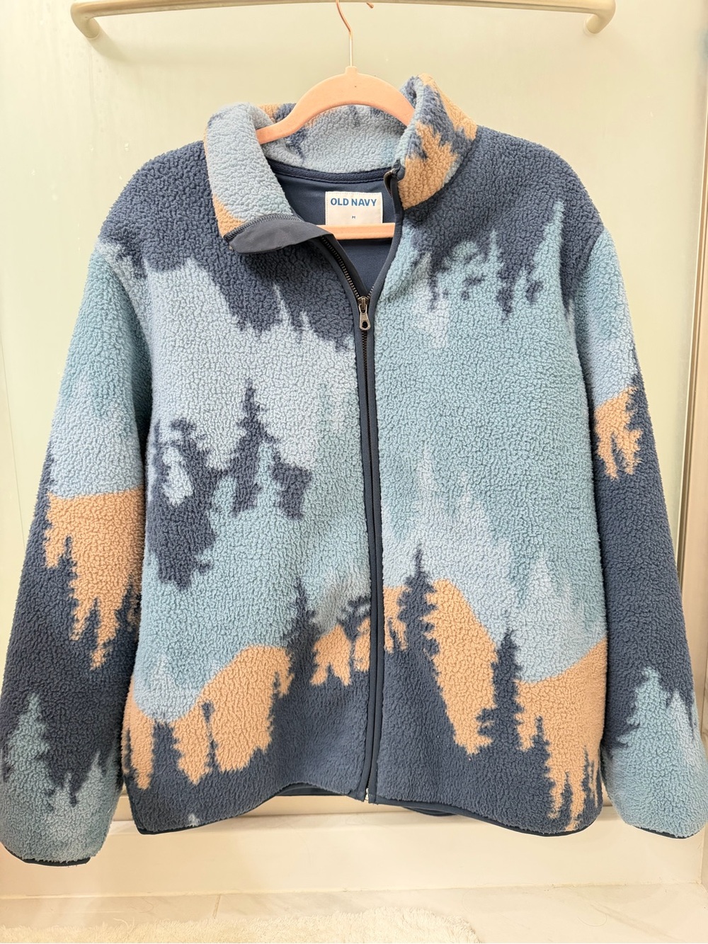 Unisex Old Navy Blue & Tan Fleece Zip Jacket